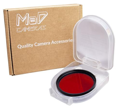 Mad Camera - Filtro de Corrección Rojo de 49mm - Reduce el Resplandor y Mejora el Contraste - Filtro Premium para Lentes de Cámaras DSLR