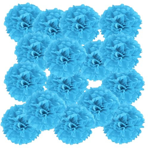 PATIKIL 20 Stück 15 cm Pom Poms Papier Blumen, Papierblumen Hochzeitsdeko Seidenpapier für Hochzeit Brautdusche Geburtstagsparty Hintergrund Dekoration, Blau