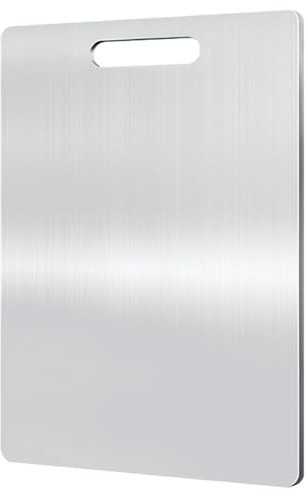 Planche à découper en titane, durable double face pour cuisine, acier inoxydable 304, parfaite pour toutes les préparations alimentaires (39 x 28 cm)