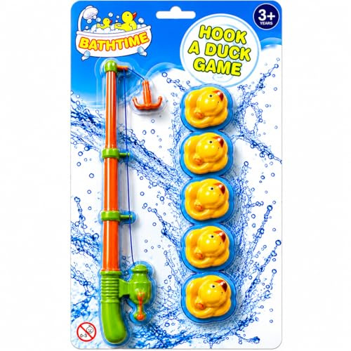 GSV Essentials Duck Hooking Game for Kids, Fishing Toy Game Set for Toddlers and Babies Bath Toy, Pool Parties, Plastic Floating Duck (Set of 1)