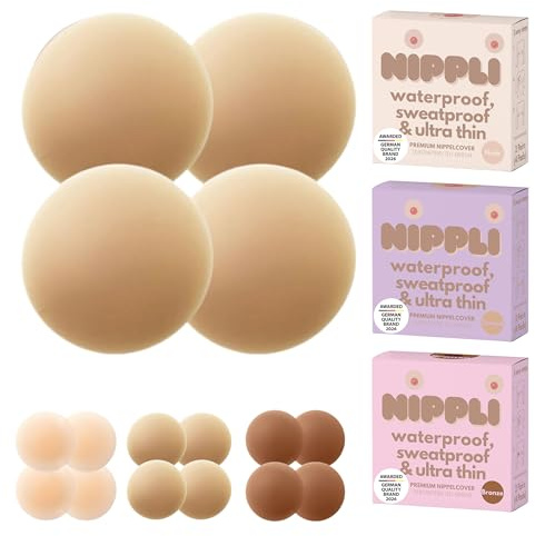 Nippli Premium Nippelcover – Nippelpads Waschbar & Wiederverwendbar – Nippelcover ultradünn aus Silikon [8cm] – Selbstklebende Nippel Cover