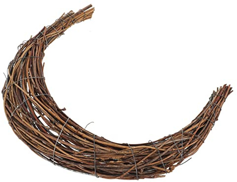 ROMISBABA DIY Rattan Kranzring Mondform 25X18X5.5Cm Handgewebter Rattankranz FüR HaustüR Deko Und Festliche Wanddekoration Zu Ostern Weihnachten