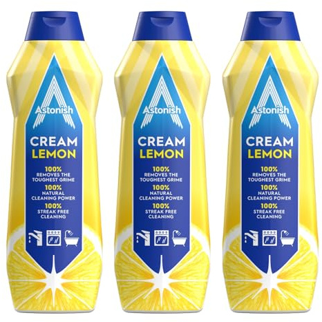 Astonish Multipurpose Cream Cleaner, Lemon Fresh Scent, Multipack, Streak Free Clean, Powerful, 3 x 500ml