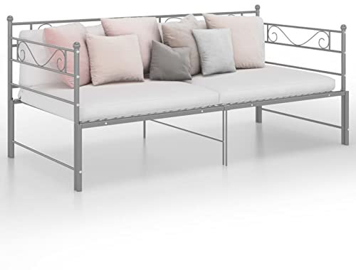 Festnight Ausziehbett Metall 90x200 cm Tagesbett Ausziehbar Ausziehbares Bett Kinderbett Gästebett Sofabett Jugendbett Funktionsbett Bettsofa Schlafsofa Einzelbett Doppelbett Metallbett