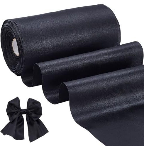 PH PandaHall 30m 15cm breites Schwarzes Satinband BastelnBand Solides Gewebe Double Face Satin Stoff für Karneval Party Osterdekoration Hochzeitsparty Blumenstrauß Blumenhandwerk Kleidung Nähen
