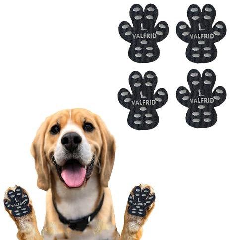 VALFRID Pfotenschoner Anti-Rutsch Premium - rutschfeste Hundepfoten-Pads für Parkett & Laminat - Selbstklebende Pfotenprotektoren als Alternative zu Hundesocken/Schuhen 60 Stück (15 Sets) L