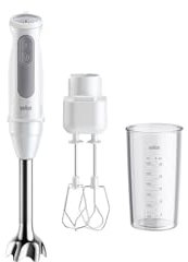 Braun MultiQuick 5 MQ50.501M, Pürierstab mit PowerBell Plus Technologie, 21 Geschwindigkeiten & Turbo, EasyClick Plus System, Edelstahl, Inklusive Doppel-Schneebesen und 600ml Messbecher, 1000W, Weiß