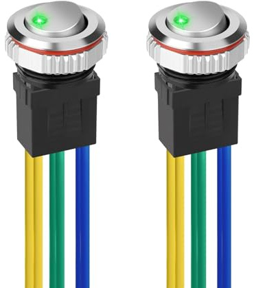 Linkstyle 16mm Runde Kippschalter, 6 Pin SPST Ein/Aus Schalter Beleuchtet mit Grüne LED für 12V/24V Auto RV Boot Wohnmobil, 2 Stück