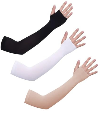 Manicotti Braccio Protezione UV, 3 Paia Manicotti Braccio, Maniche Rinfrescanti Unisex Protezione Solare Estiva, Manicotti a Compressione