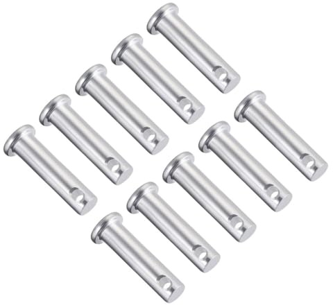 TA-VIGOR 10pcs 8 x 25mm Clevis Pins Single Hole, Zinc-Plated Steel Flat Head Link Hinge Pin Fastener for Mechanical Linkage, Ship Rigging, Fixed Parts