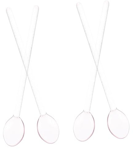 TOPPERFUN 4pcs Long Handle Glass Spoon Mixing Spoon Cake Scoop Kitchen Versatile for Soup Dessert