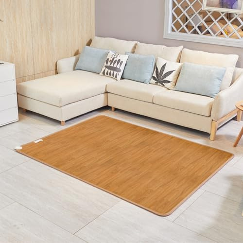 Tapis chauffant, Tapis chauffant électrique,Grand tapis chauffant électrique en graphène de 199 cm de large,et minuterie réglables,Chauffage radiant sous le bureau pour le yoga(D,200X300CM)