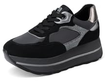 QUEEN HELENA Chaussures de Gymnastique à Plateforme Femme Sneakers Hautes X33-17, Noir , 37 EU