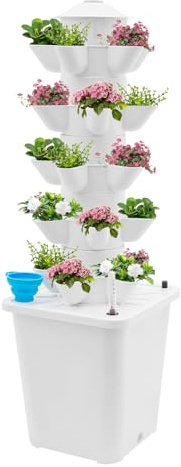 Hydroponics Growing System, 25-Pods Indoor Hydroponic Tower, Plants Germination Kit with Pump System, Vertical Hydroponic System for Gardening Lover (White)