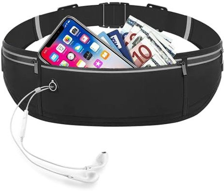 Laufgürtel für Handy Damen Herren: Wasserdicht Atmungsaktiv Lauftasche – Leicht & Verstellbarer Gurt, 3 Taschen Großkapazität für iPhone & Android, Ideal für Nachtjoggen, Wandern & Fitness