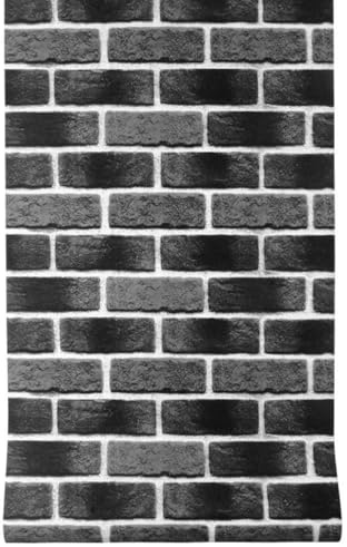 ESSMOKO Papier Peint rétro 3D motif brique pour cafés bars et restaurants autocollant décoratif en PVC imperméable et non adhésif gris foncé 53 * 950cm