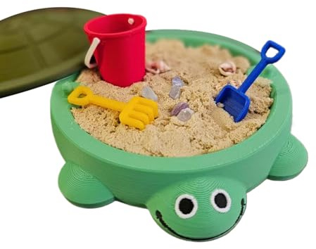 Turtle Sandbox With Lid, Sand Box With Cover Sensory Activity,Portable Sand Toy, Small Sandbox For Outdoor Garden Activities Indoor Kids Beach Play