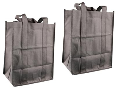 wellrun 2pcs Wine Bottle Bags for 6 Bottles,Reusable Tote Carrier with Handles,Portable Gift Bag for Travel, Picnic and Parties(31 * 25 * 18cm)