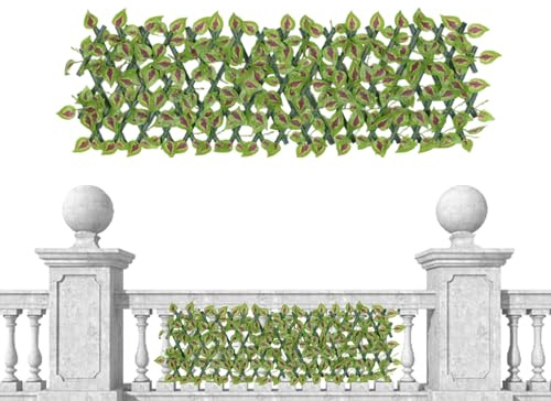 Décoration extensible et flexible - Lierre synthétique - Paroi extensible pour terrasses - Fronds réalistes avec cadres en treillis, ornements, panneaux d'intimité pour porches, parcs et piscines
