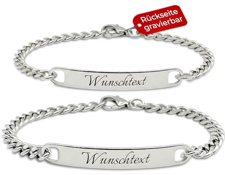 Personalisierte Armbänder — Valentinstag Partnerarmbänder mit Gravur — Freundschaftsarmbänder für Paare — Armband mit Wunschgravur — Pärchen Armband aus Edelstahl — Geschenk für Freund — Set aus 2