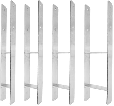 4 Stück H-Anker/Pfostenträger 71x600mm feuerverzinkt Set mit Schrauben, Muttern, Scheiben für Pfosten, Zaun, Carport, Überdachungen