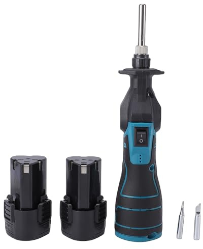 Weytoll Saldatore senza fili, kit di saldatura portatile ricaricabile da 12 V con batteria da 1200 mAh e temperatura regolabile, per riparazioni elettroniche e cablaggi (2 batterie presa EU 220 V)
