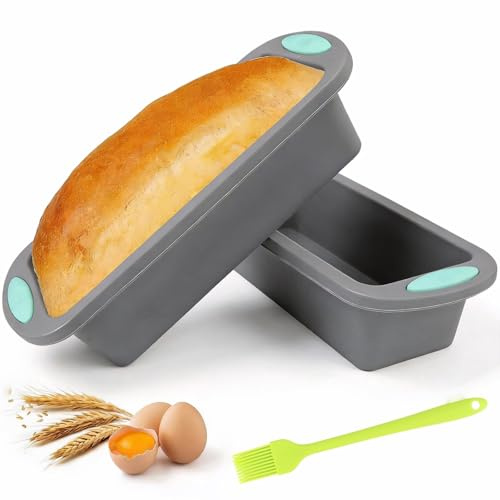 2 Stück Silikon Brotbackform Kasten,28x12x6.5cm Kuchenform Kastenbackform mit Bürste,Kastenform Kuchen Antihaft-Silikonbackform,Silikon Backform Kastenform Brot,Silikonbackformen für Desserts,BPA-frei