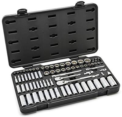 GEARWRENCH 76 Pc. 1/4 & 3/8 Drive 12 Pt. Standard & Deep Mechanics Tool Set, SAE/Metric - 80948