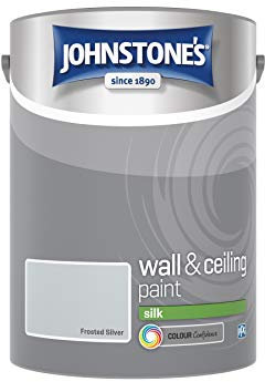Johnstone's - Wall & Ceiling Paint - Frosted Silver - Silk Finish - Emulsion Paint - Fantastic Coverage - Easy to Apply - Dry in 1-2 Hours - 12m2 Coverage per Litre - 5 Liters