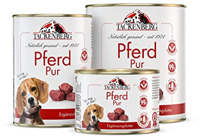 TACKENBERG Pferd Pur Nassfutter Dose für Hunde - Hundefutter in Premiumqualität - natürlich getreidefrei, 12 x 800 g