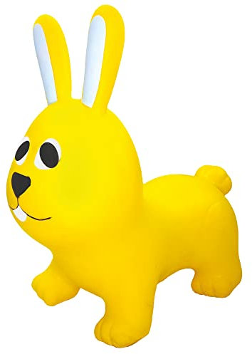 GERARDO'S Toys Jumpy Hüpftier Hase Gelb ca. 58 cm - Hüpftiere ab 1 Jahr - Aufblasbare Tiere für drinnen & draußen - Inklusive Luftpumpe