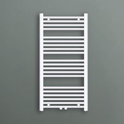 Mai & Mai Badheizkörper Badheizung Heizkörper Bad 50x100cm Weiß | Handtuchheizkörper für Bad, Seitenanschluss & Mittelanschluss Handtuchtrockner Röhrenheizkörper