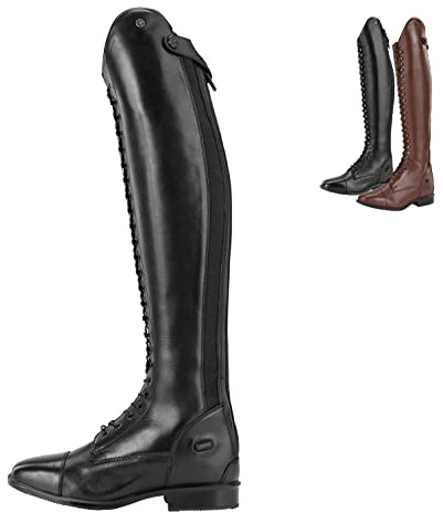 SUEDWIND FOOTWEAR Reitstiefel Legacy Venado mit Polo-Schnürung – Damen Leder-Stiefel mit Lederinnenfutter, Komforteinlegesohle, Gelenkstütze & Fersendämpfung – schwarz - Medium/Wide - Gr. 38