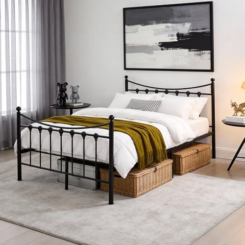 Panana 4FT Bedstead Metal Bed Frame Small Double Bed Stable Durable Bedframe New (Black, 4FT)