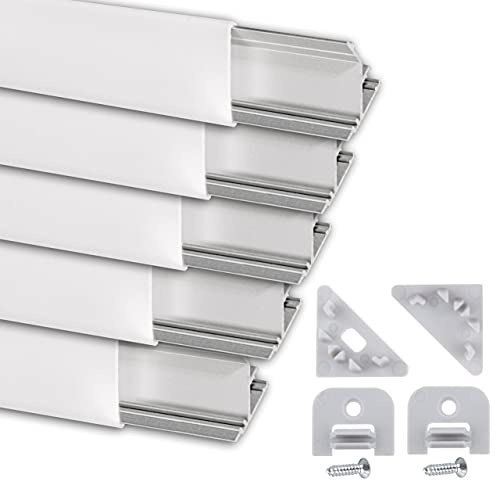 LED Eckprofil 2m am Stück l LED Alu Profile 45 Grad I 10 Meter Aluminiumprofil für LED Stripes I Lichtleiste I 5x 2m Komplettset