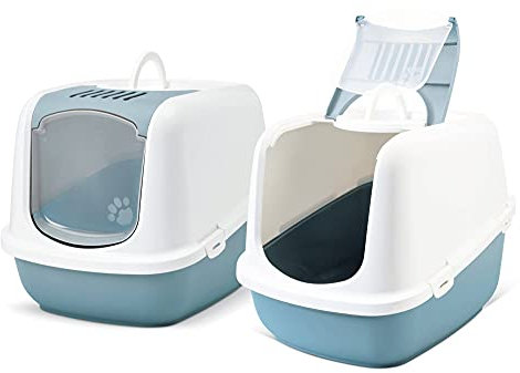 PETGARD Toilette per gatti XXL in confezione da 2 NESTOR JUMBO bianco-blu
