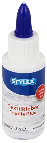 Stylex 23347 - Colla tessile, bottiglia da 53 g, colla inodore per tessuti e tessuti, senza solventi, trasparente essiccazione e lavabile fino a 40 °C