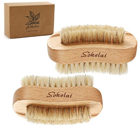 2 x Nagelbürsten Nagelbürste Handbürste Handwaschbürste Doppelseitige Bürste aus Borsten Naturholz für Maniküre Pediküre Handpflege für Männer, Frauen, Mädchen