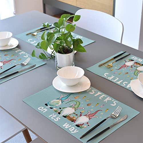 Manteles Individuales Huevo De Pato Azul Pascua Mantel Individual Algodón y Lino Lavable Salvamanteles Individuales Resistente al Calor Bajoplatos Individuales Mesa Tapetes para Mesa 30x45cm 8 Pcs
