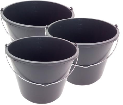 Prosperplast Secchio Costruzione 16L Nero 3 Pezzo Maurereimer Cemento Secchio Acqua Schutteimer