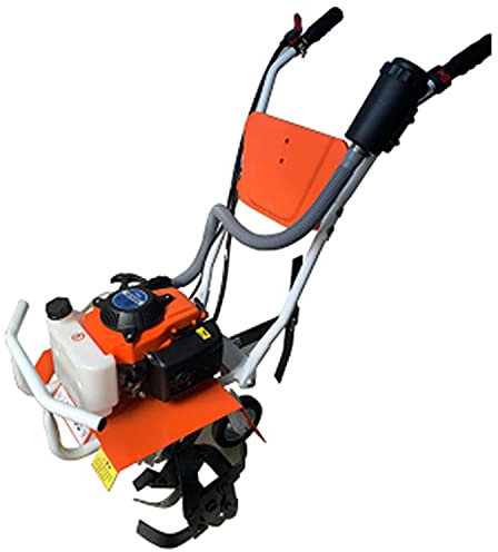 Heavy Duty Portable Petrol Cultivator Rotovator Tiller, 68CC Garden Tiller, Petrol Tiller with 2-Stroke Engine, Soil for Refurbishing Lawns, Vegetable Fields & Gardens