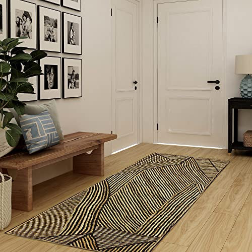 CASAVANI Quadratischer Teppich Wohnzimmer Teppich Indisch Handgefertigt Teppich Schwarz Chindi Baumwolle Teppich Flur Läufer Teppich Handgeflochtener 300 x 300 cm (10 x 10 Fuß im Quadrat)