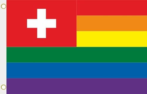 U24 Flagge Fahne Schweiz Regenbogen 90 x 150 cm
