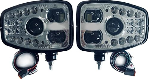 Matel Service LED-huvudstrålkastare 12/24 V set för traktorer, byggmaskiner och grävmaskin med körriktningsindikatorer höger och vänster, IP65, för R148 R149 R10, gatubelysning och