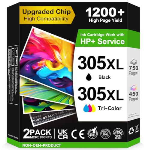 305 Druckerpatronen XL, Kompatibel für Original HP 305 Druckerpatronen, 305 XL Schwarz/Farbig |750/450+ Seiten für HP DeskJet 2800e 2810e 2820e 2700 2710e 2720e Plus 4100 4120 Envy 6000 6020e 6032e