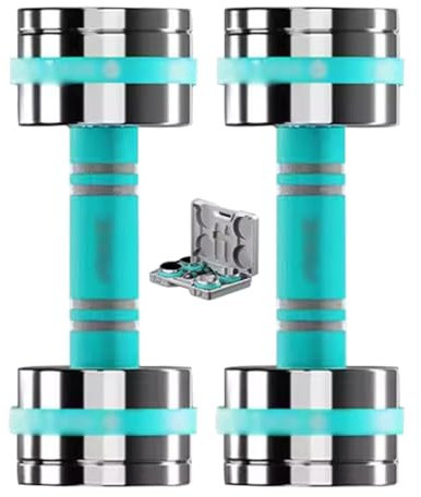 Kurzhanteln Verstellbar 2er Set Büro Schnell Verstellbare Hanteln, Krafttrainingsplattierung Einstellbare Hanteln Für Männer Und Frauen, Aufbewahrungskiste (Color : Blue Silver, S : 10kg/22lb*2pcs)