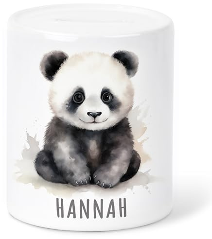 Panda Spardose Kinder personalisiert mit Namen Geldgeschenk zum Geburtstag für Jungen & Mädchen Geschenk Sparschwein aus Keramik