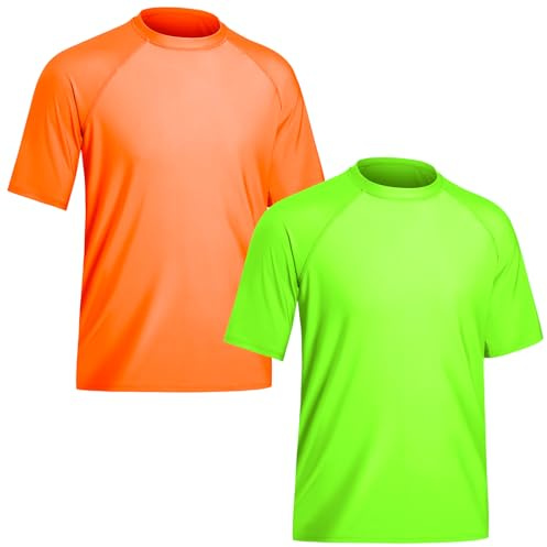 TIZAX 2 Stück Schwimmshirt Herren UV Badeshirt Kurzarm UPF50+ Sonnenschutz Rash Guard Shirt Wassersport T-Shirt für Männer Schnelltrocknend