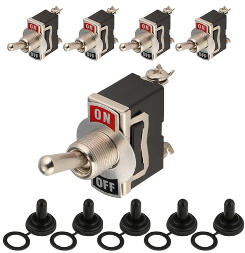 GEARCELL Interruttore a levetta resistente 15 A 250 V, 20 A 125 V, SPST, interruttore a levetta on/off a 2 pin con copertura impermeabile per bagagliaio per barche, auto, camper, veicoli, camion
