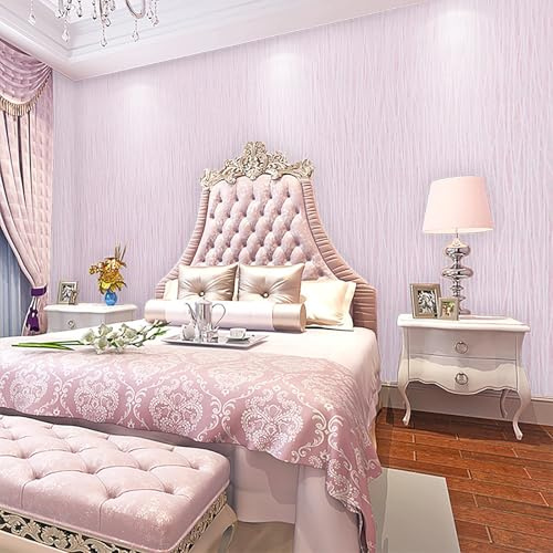 Pamatio Mix Lines Textured Wallpaper,(Light Pink) Modern Non-Woven Plain Striped Feature Wall Paper, for Bedroom Living Room Adults TV Background Hallway Decoration Wall Decor,9.5m x 53cm